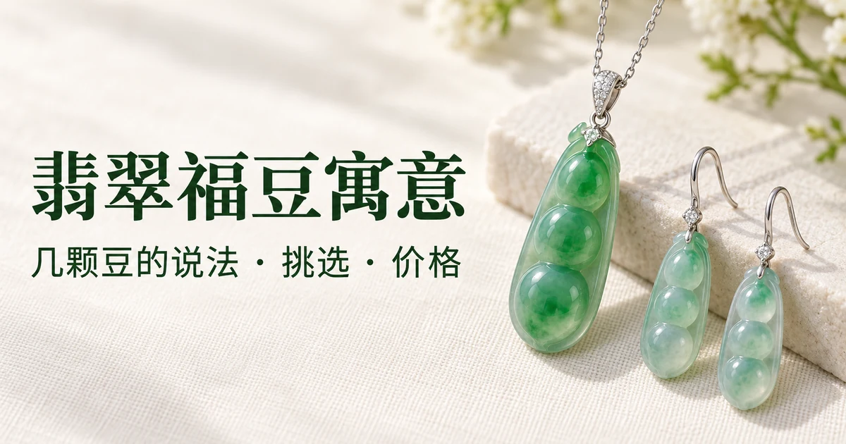 米白色亚麻布上,一件白金包帽的高冰阳绿翡翠福豆吊坠挂在细白金链上,旁边是一对浅色冰种福豆耳坠,柔和的自然光