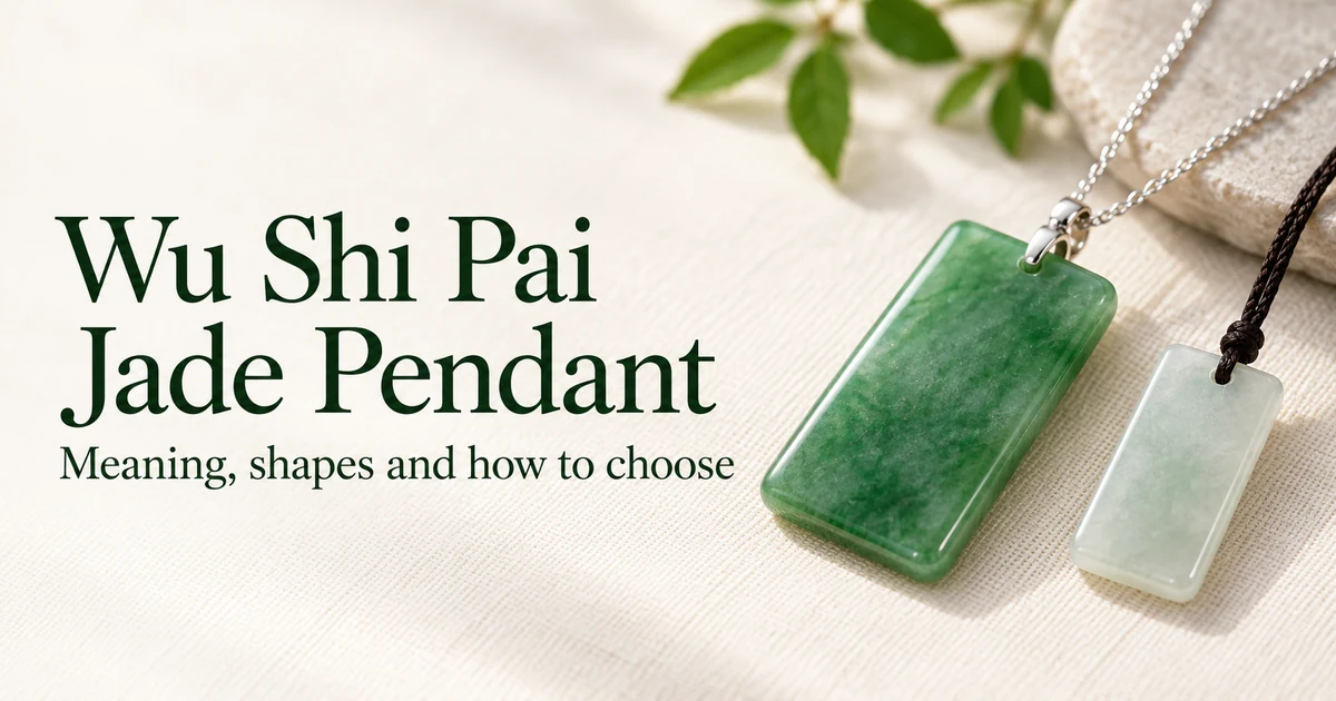 A plain, uncarved green jadeite tablet pendant with rounded corners and a small 18K white gold bail on a fine chain, lying on ivory linen beside a smaller pale tablet on a dark braided cord, in soft daylight